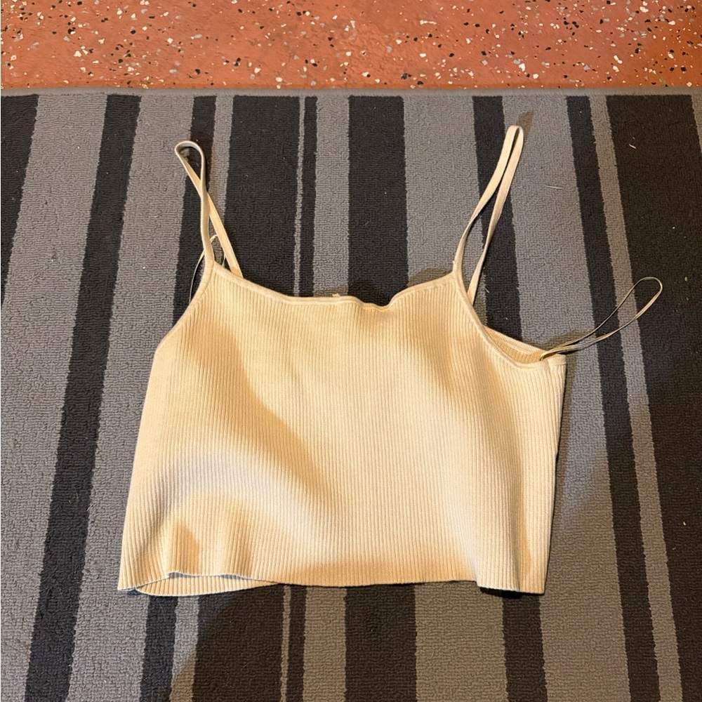 Kendall & Kylie Cream Ribbed Camisole
